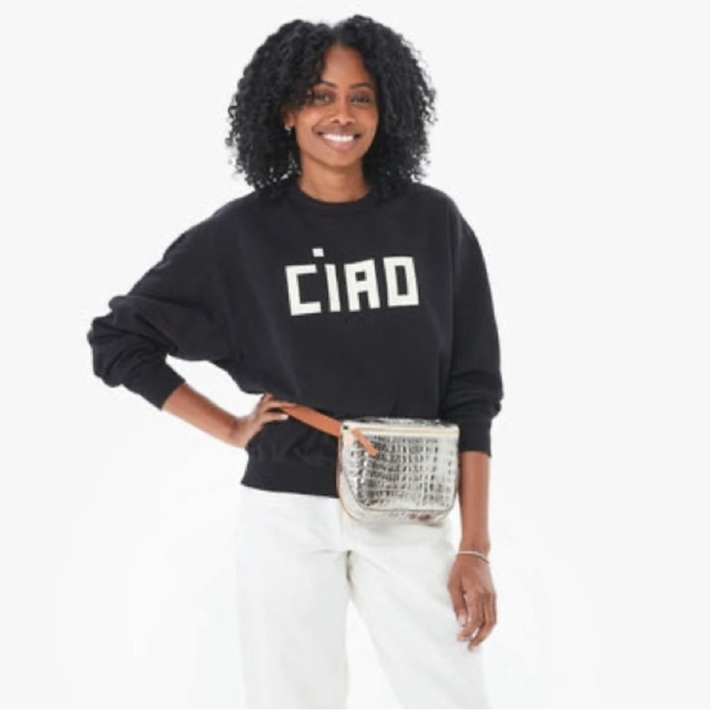 Clare V Metallic Silver Crossbody with Tan Accents - Picture 4 of 12